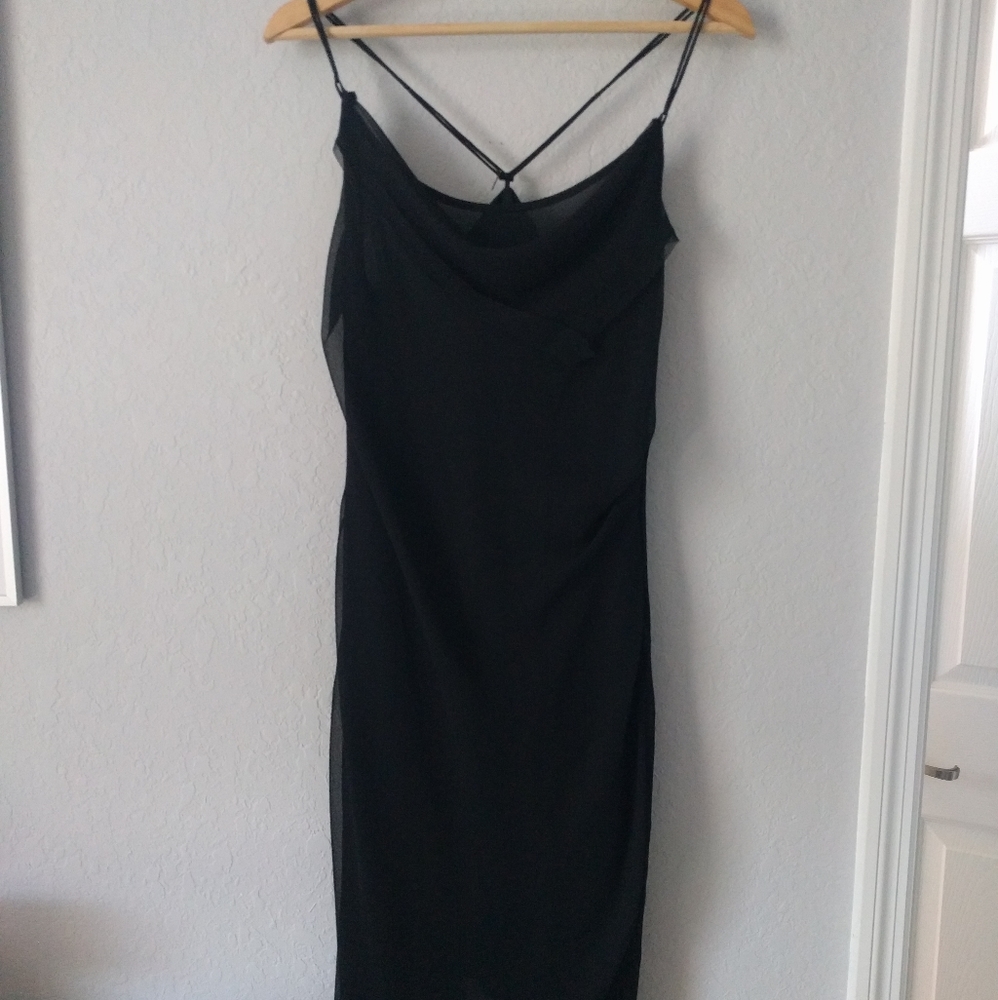 Simply Vera Wang Black Chiffon Dress